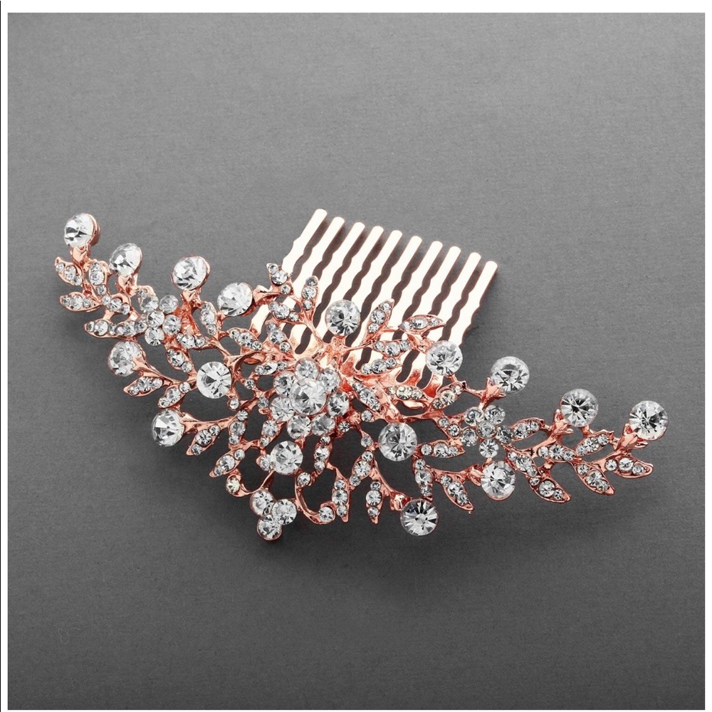 Rose Gold Crystal Hair Comb NWT